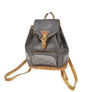 LOUIS VUITTON Mini Montsouris Backpack Bag Monogram Leather Brown M51137 33KB025